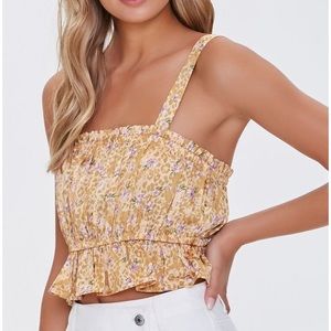 Floral Silk Ruffle- trim Top
